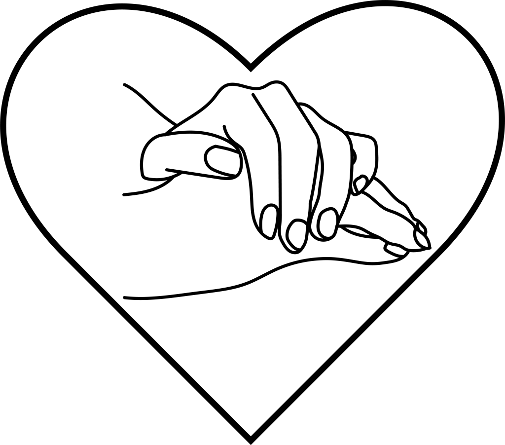 Image showing a heart shaped line with sketch of a person's hands inside