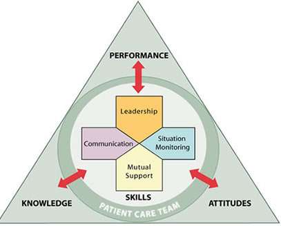 Image showing TeamSTEPPS Framework within a triangle shape, with labels